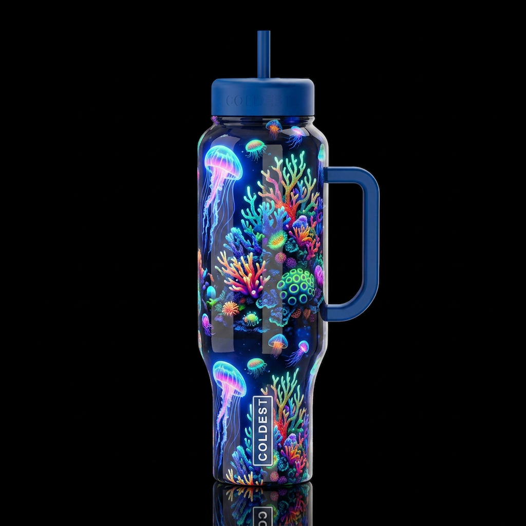 Conversation piece, glossy, trompe-l'œil, beautife... water bottle design