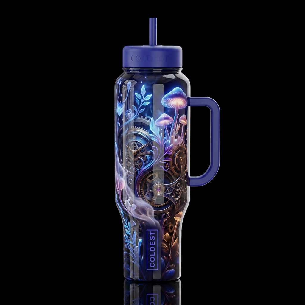 Conversation piece, glossy, trompe-l'œil, beautife... water bottle design