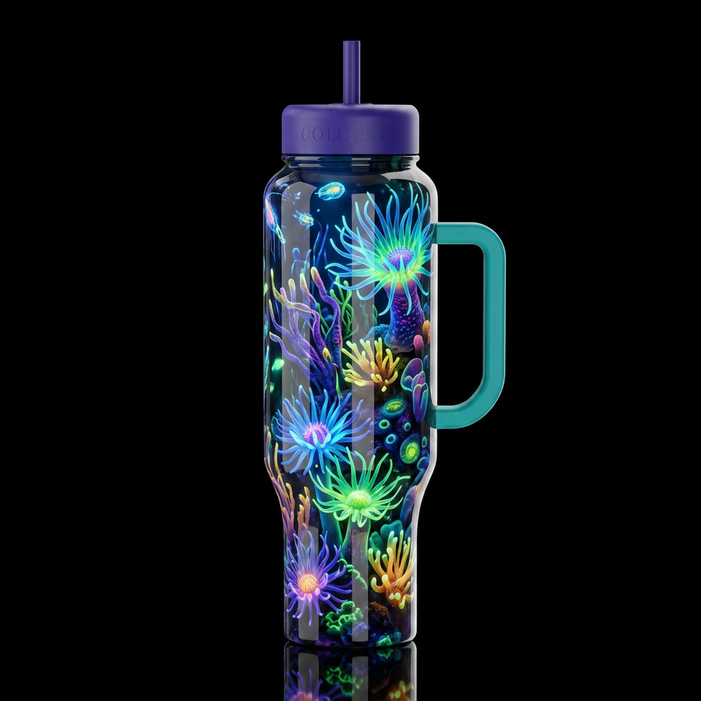Conversation piece, glossy, trompe-l'œil, beautife... water bottle design