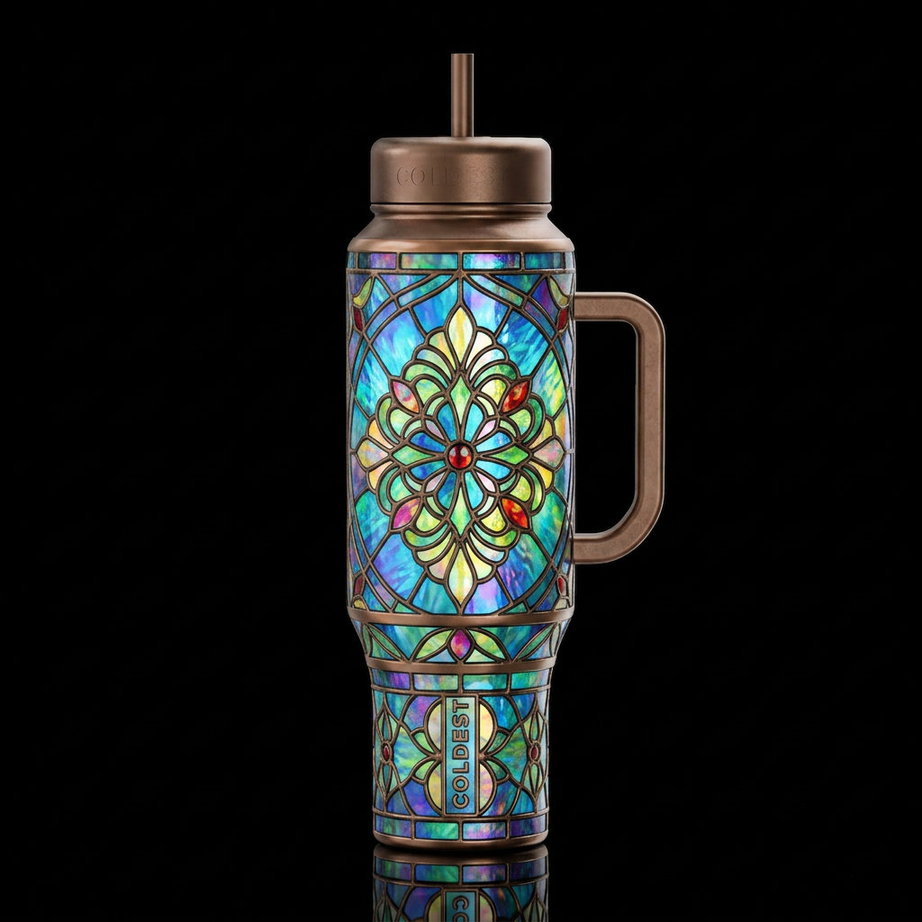 Conversation piece, glossy, trompe-l'œil, beautife... water bottle design