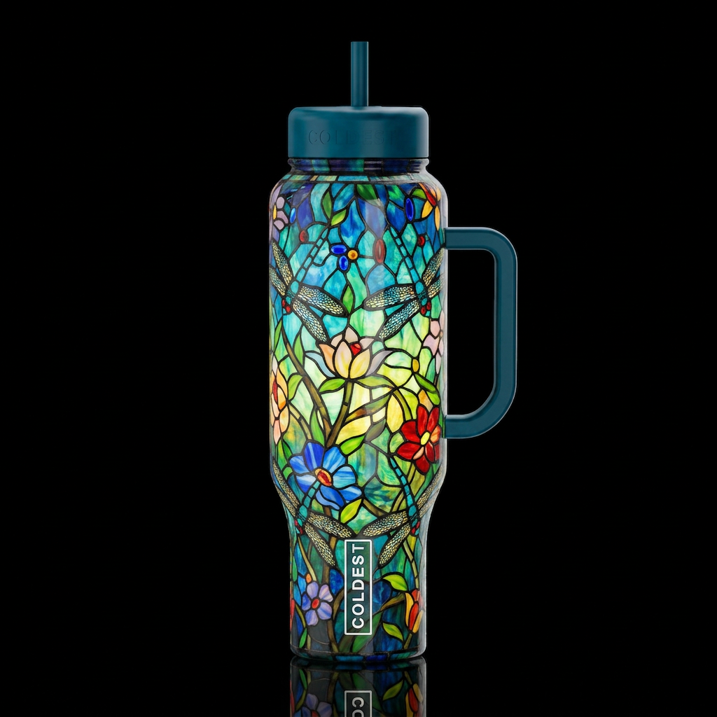Conversation piece, glossy, trompe-l'œil, beautife... water bottle design