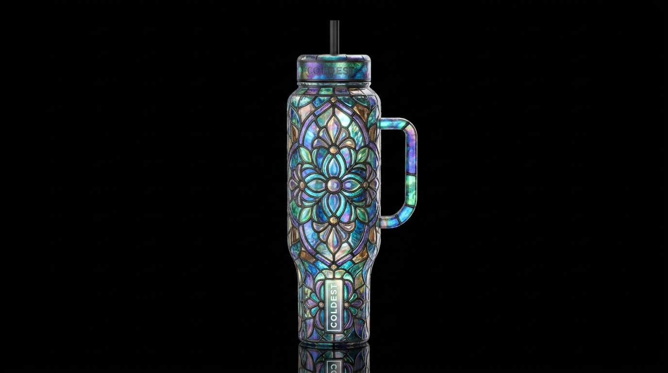 Conversation piece, glossy, trompe-l'œil, beautife... water bottle design