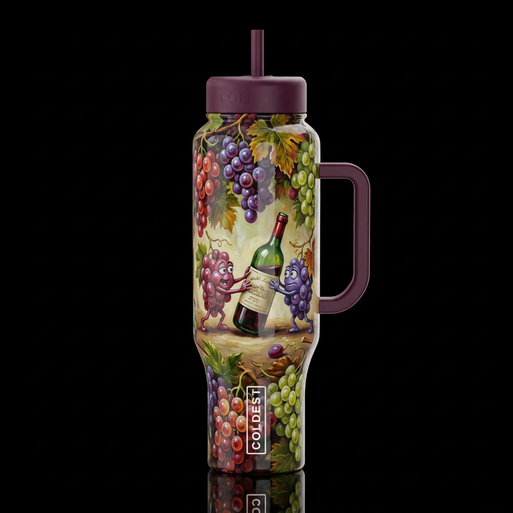 Michael Goddard whimsical oil painting, glossy, tr... water bottle design