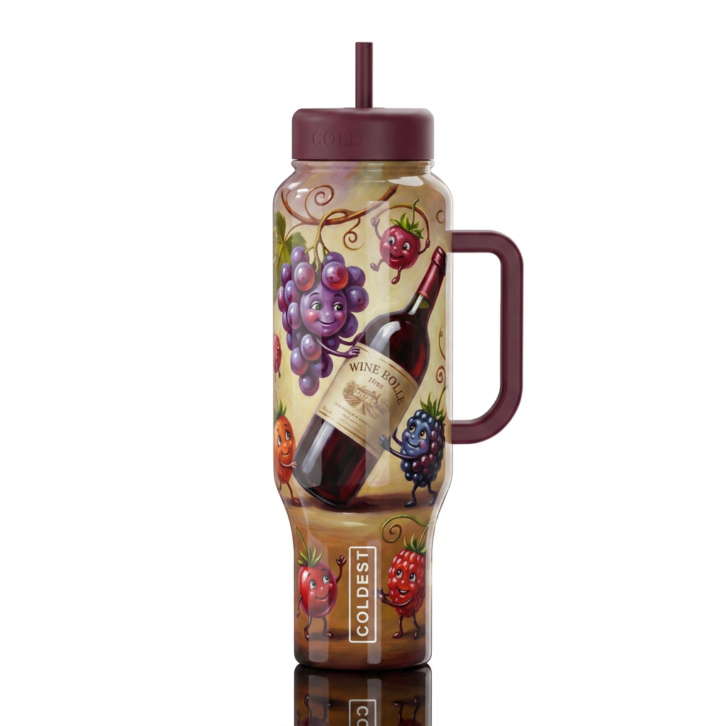 Michael Goddard whimsical oil painting, glossy, tr... water bottle design
