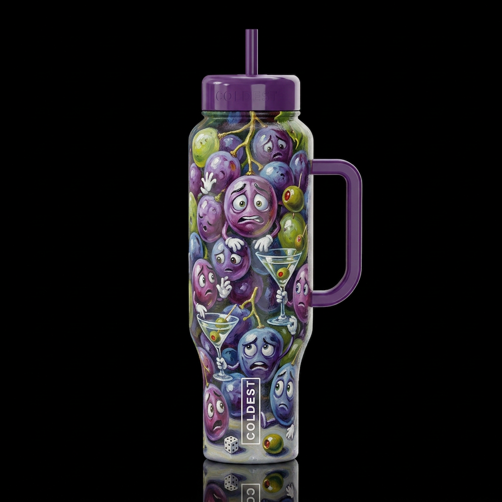 Michael Goddard whimsical oil painting nervous gra... water bottle design