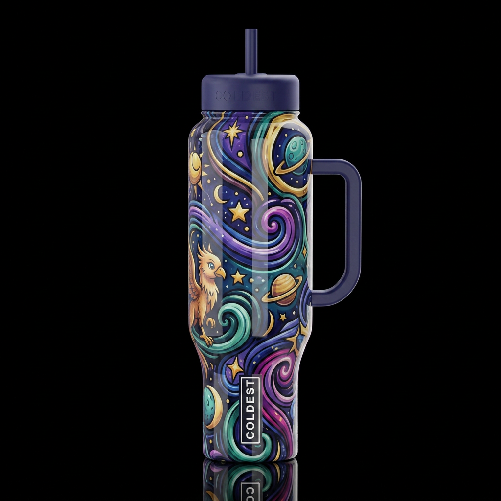 Mystic, glossy, trompe-l'œil, beautiferous,cartoon... water bottle design