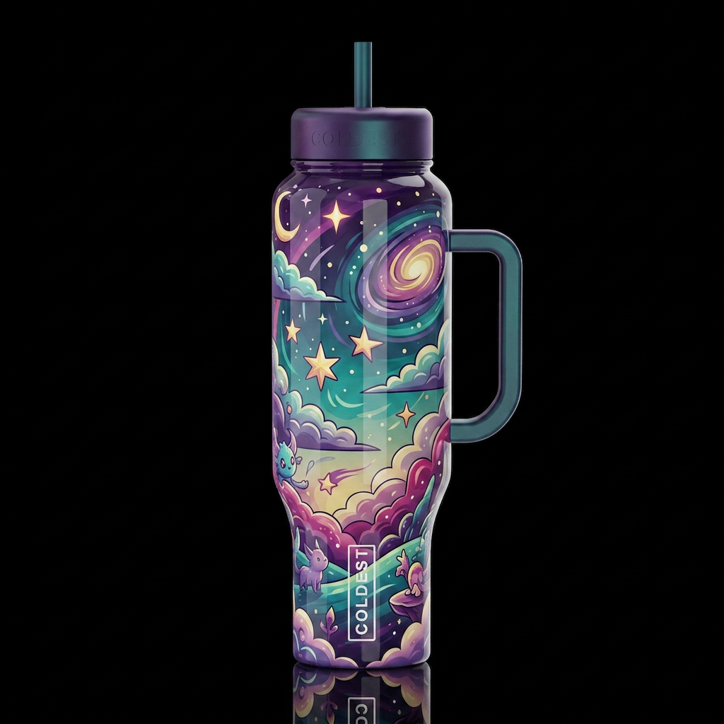 Mystic, glossy, trompe-l'œil, beautiferous,cartoon... water bottle design