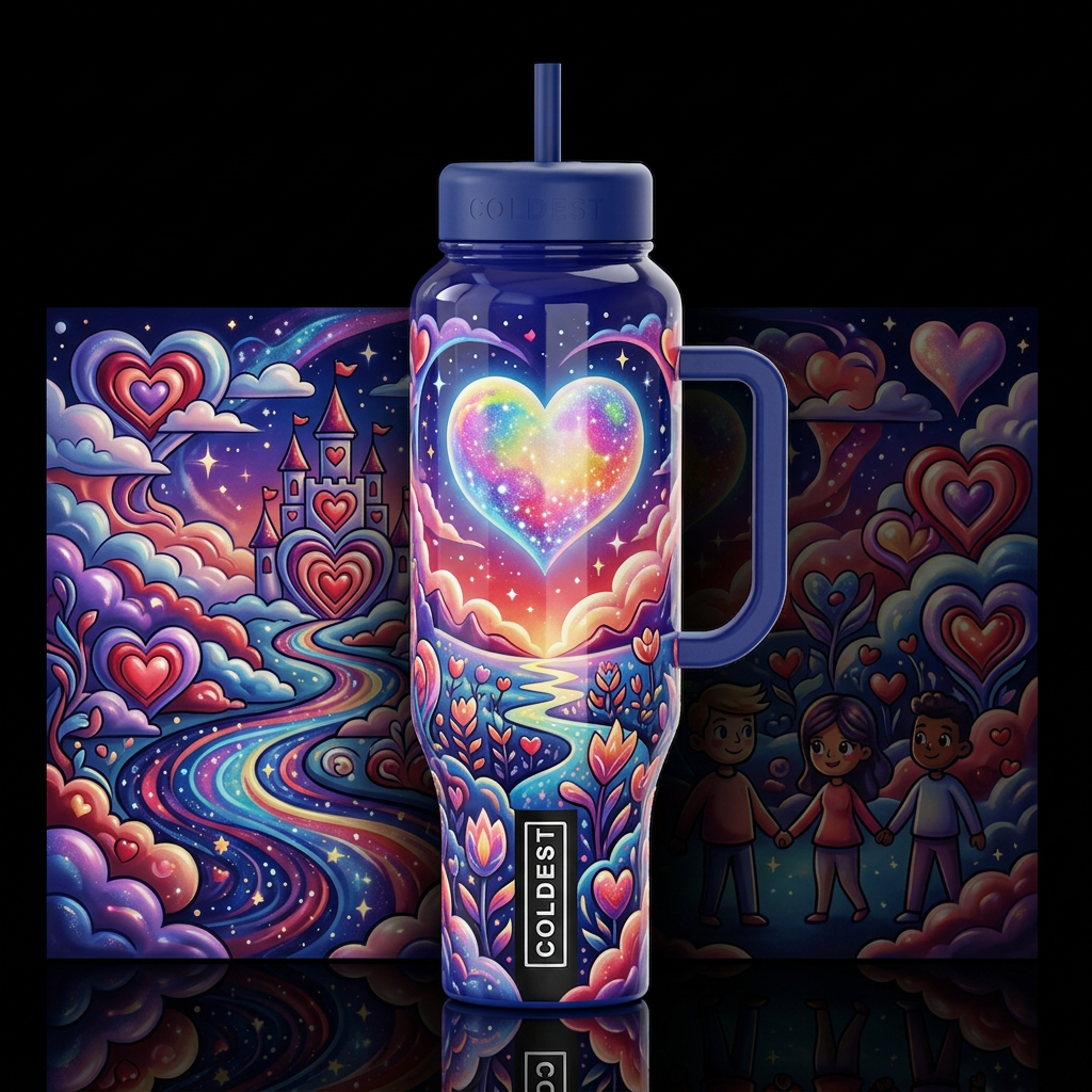 Mystic, glossy, trompe-l'œil, beautiferous,cartoon... water bottle design