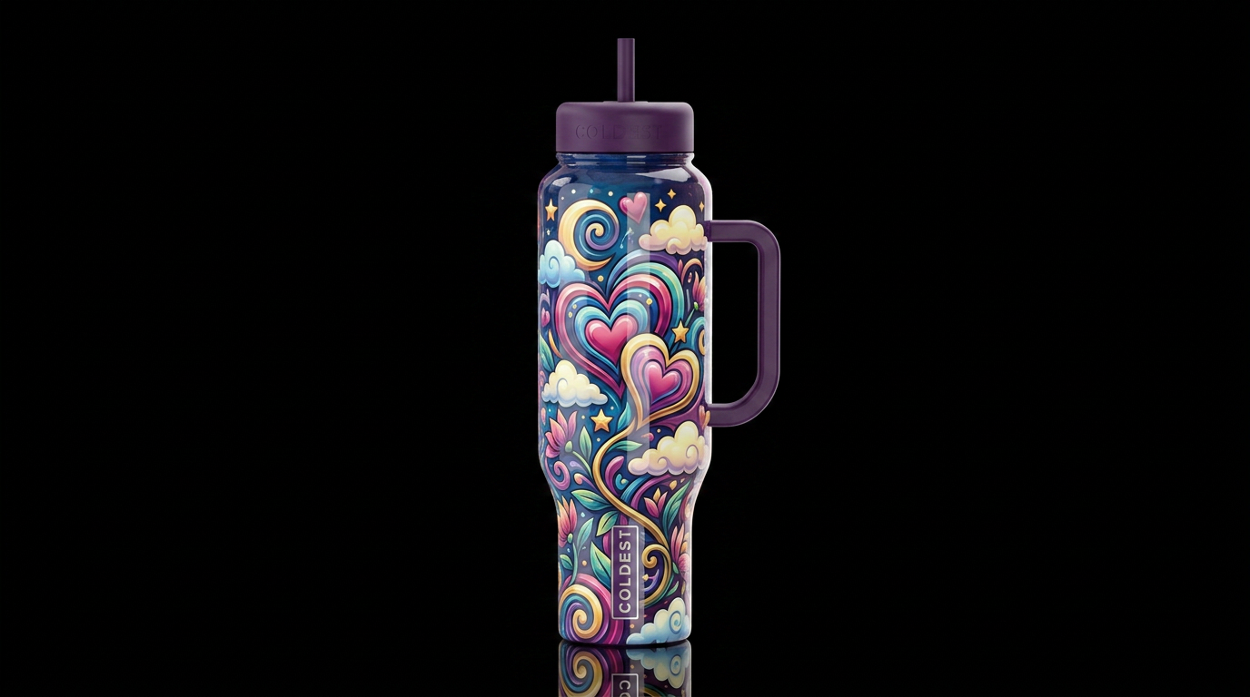 Mystic, glossy, trompe-l'œil, beautiferous,cartoon... water bottle design