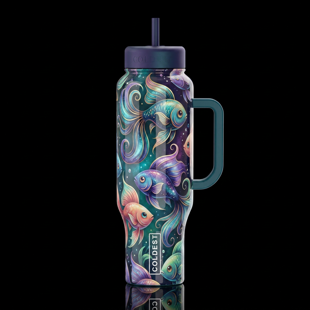 Mystic, glossy, trompe-l'œil, beautiferous,cartoon... water bottle design