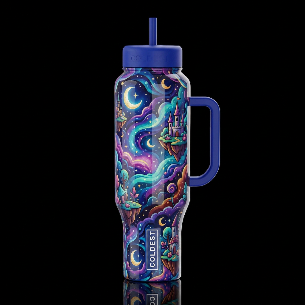 Mystic, glossy, trompe-l'œil, beautiferous,cartoon... water bottle design