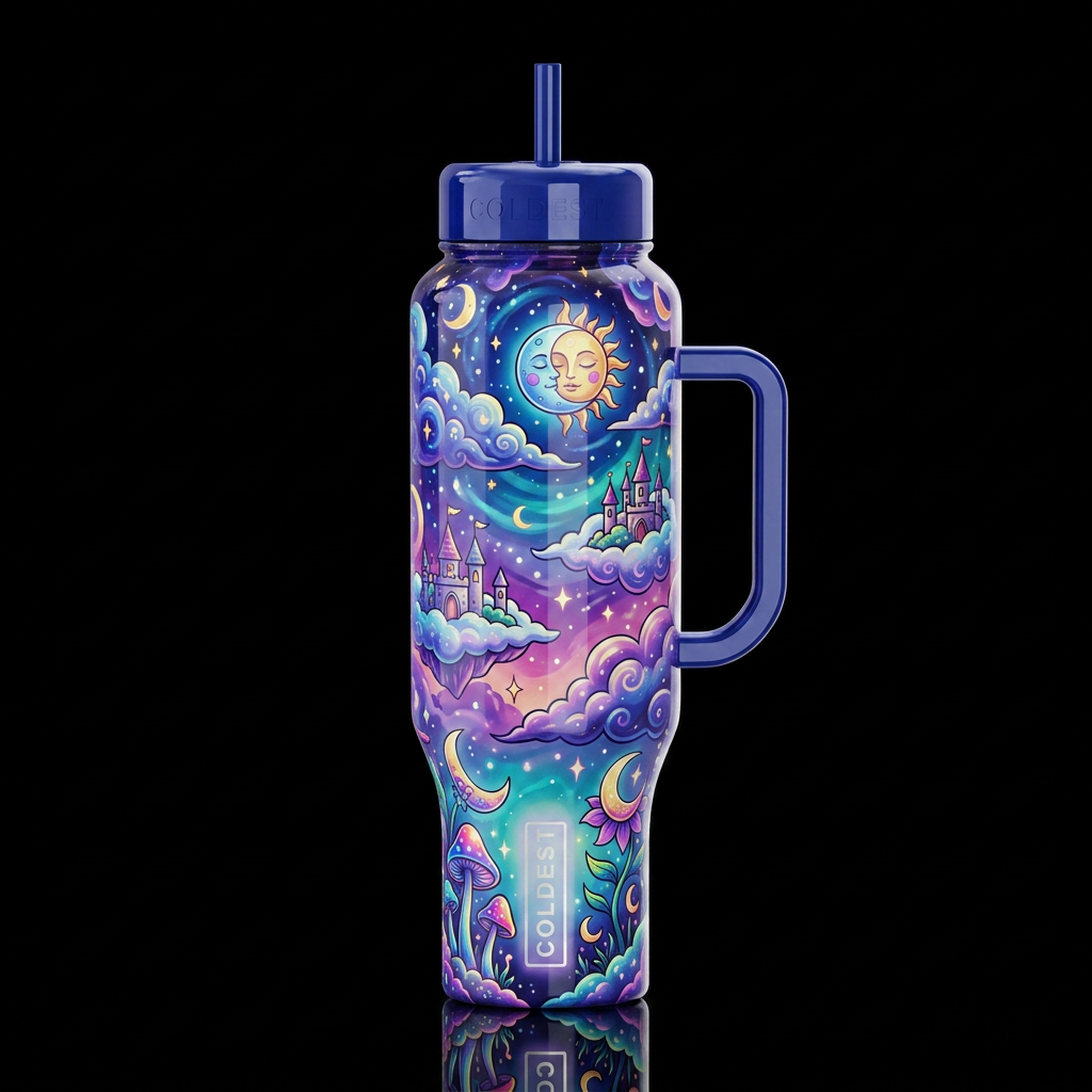 Mystic, glossy, trompe-l'œil, beautiferous,cartoon... water bottle design