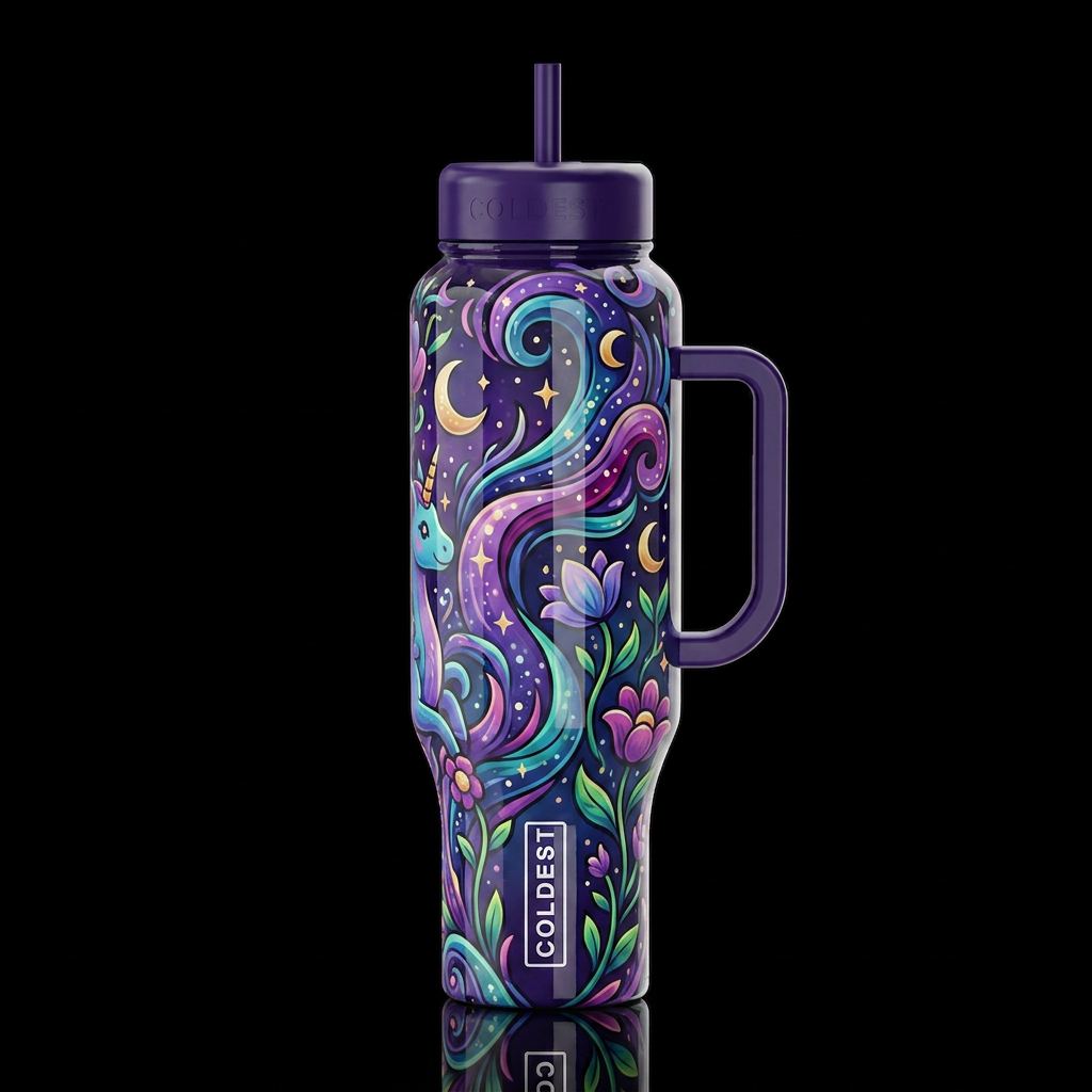 Mystic, glossy, trompe-l'œil, beautiferous,cartoon... water bottle design