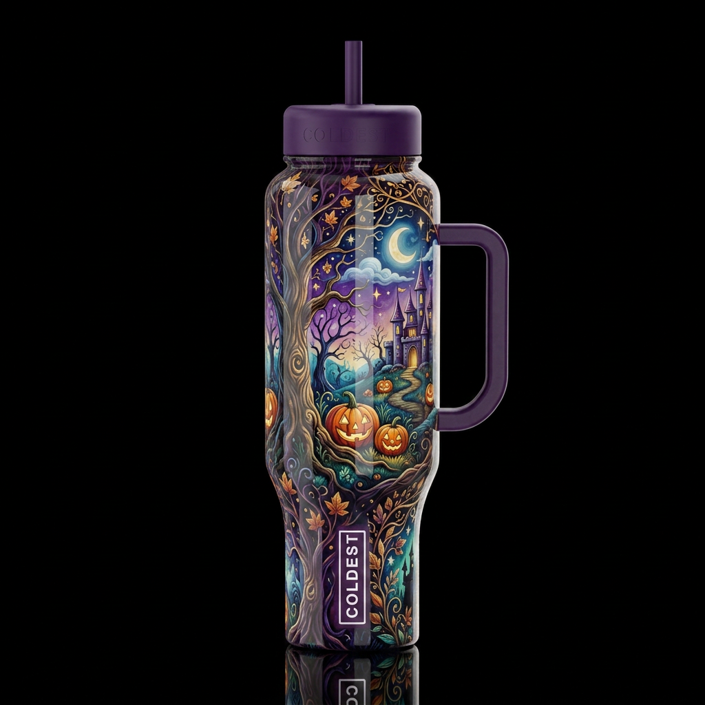 Mystic, glossy, trompe-l'œil, beautiferous, dreamy... water bottle design