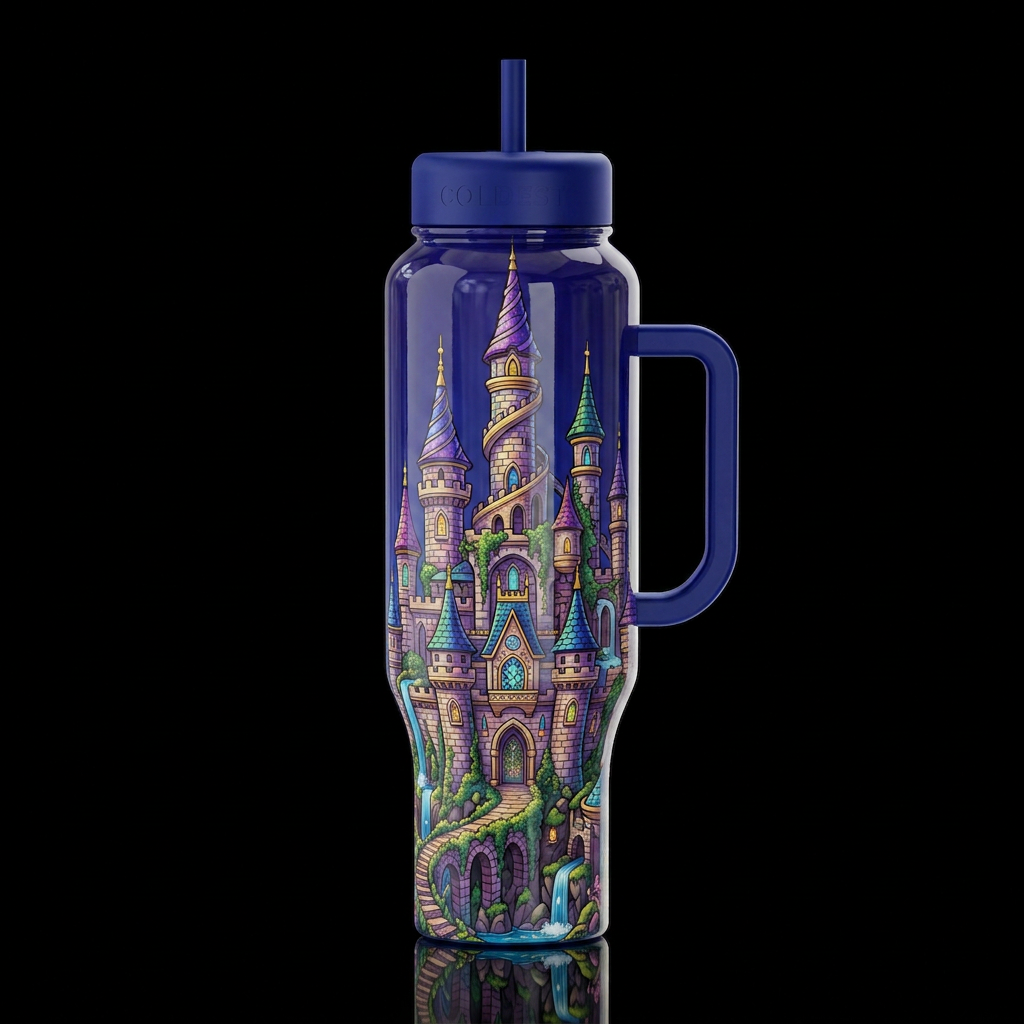 Mystic, glossy, trompe-l'œil, beautiferous, dreamy... water bottle design