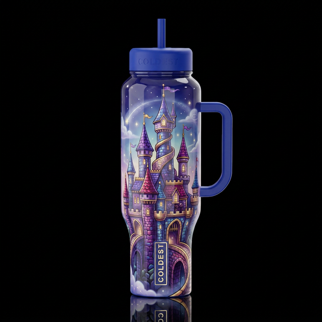 Mystic, glossy, trompe-l'œil, beautiferous, dreamy... water bottle design