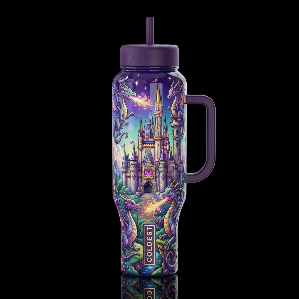 Mystic, glossy, trompe-l'œil, beautiferous, dreamy... water bottle design