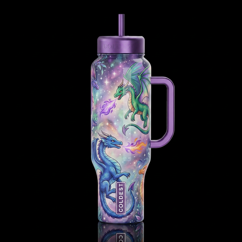 Mystic, glossy, trompe-l'œil, beautiferous, dreamy... water bottle design