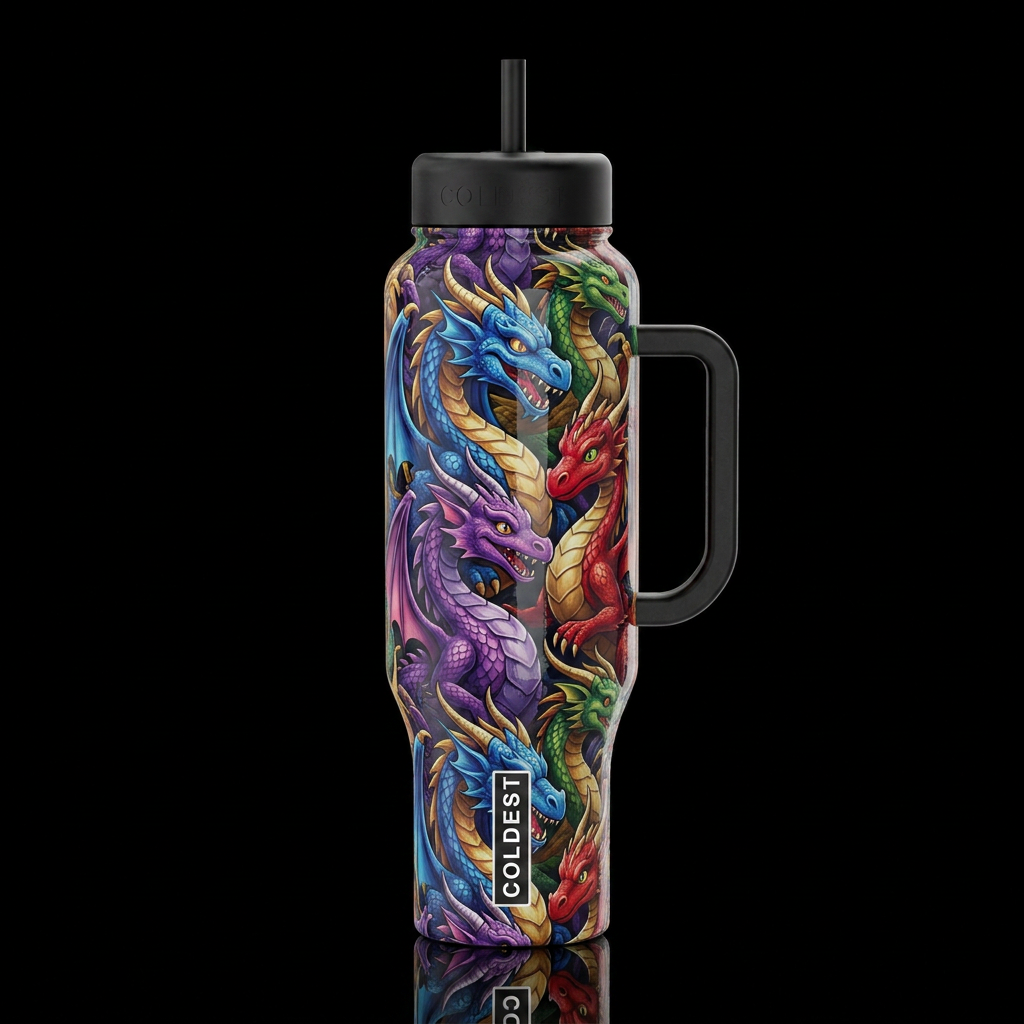 Mystic, glossy, trompe-l'œil, beautiferous, dreamy... water bottle design