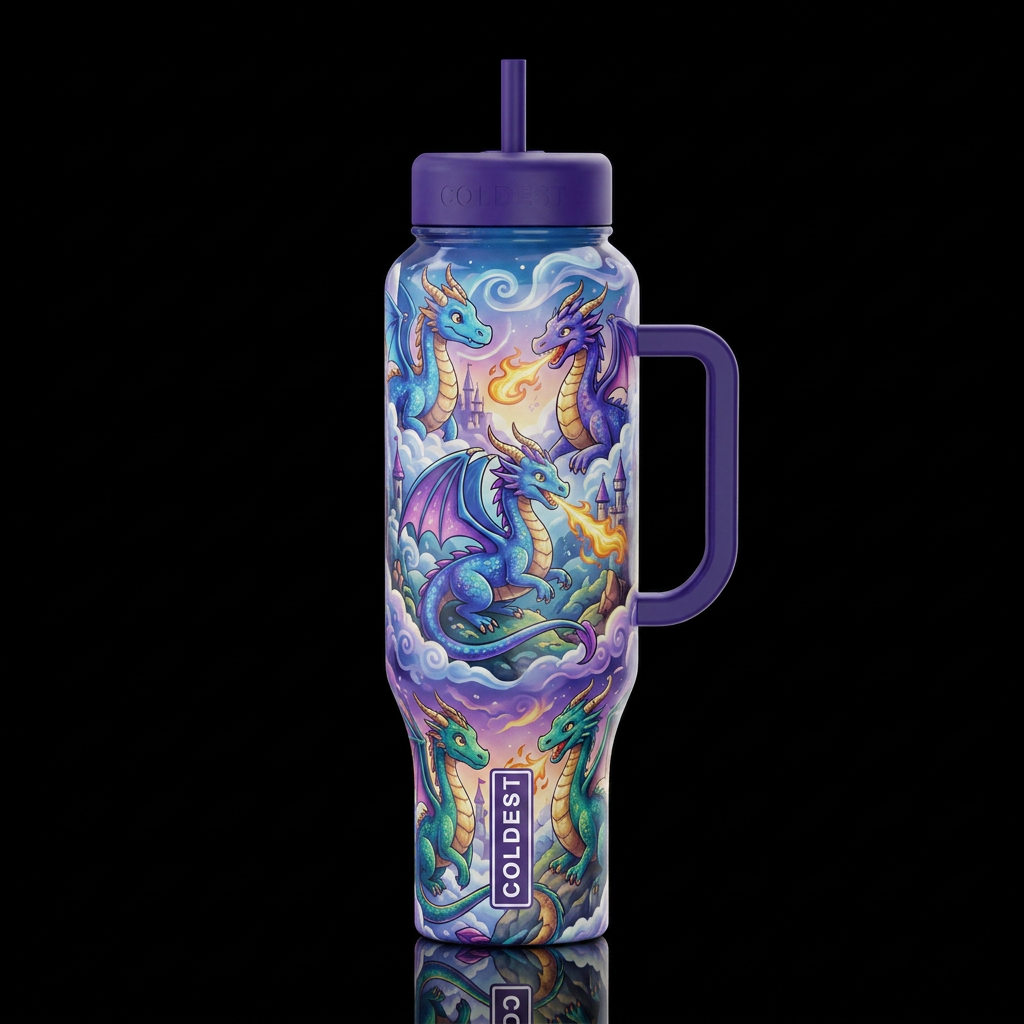 Mystic, glossy, trompe-l'œil, beautiferous, dreamy... water bottle design