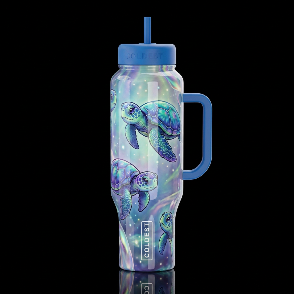 Mystic, glossy, trompe-l'œil, beautiferous, dreamy... water bottle design