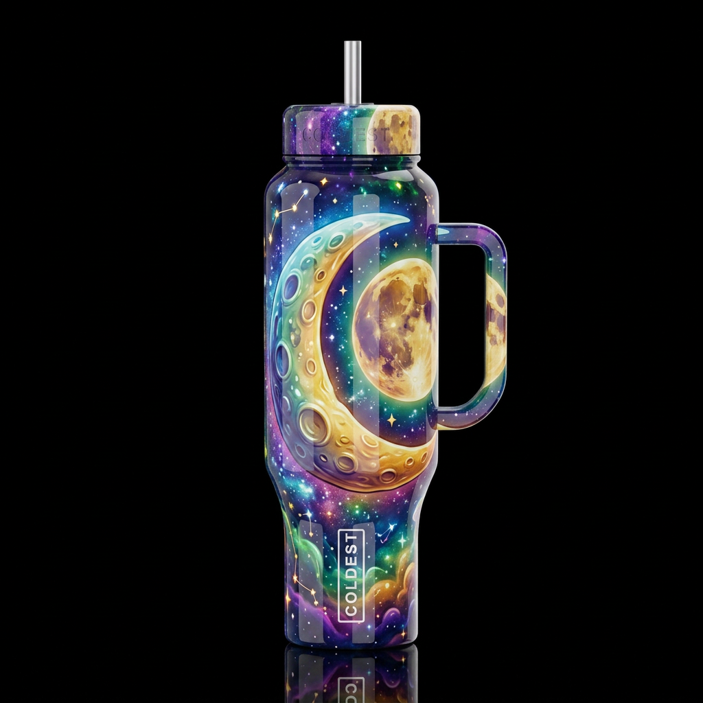 Mystic, glossy, trompe-l'œil, beautiferous, dreamy... water bottle design