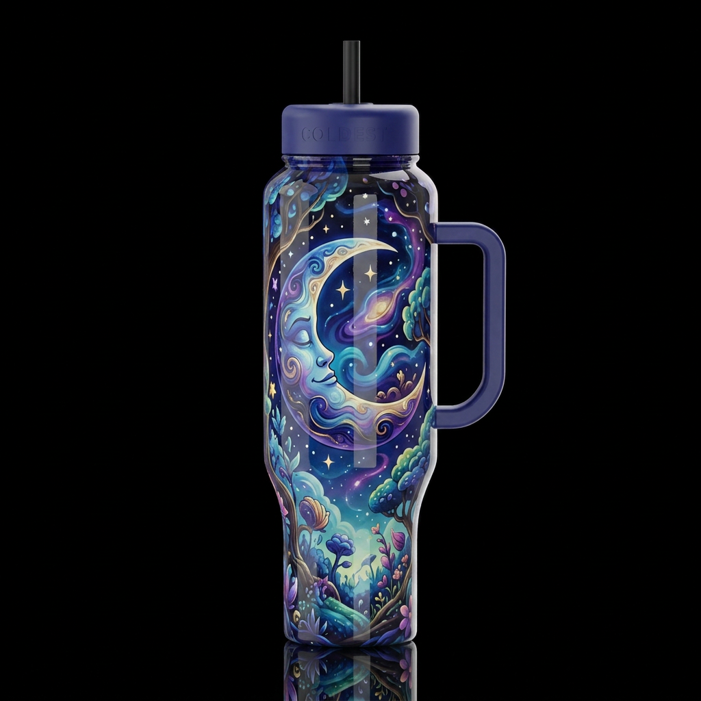 Mystic, glossy, trompe-l'œil, beautiferous, dreamy... water bottle design
