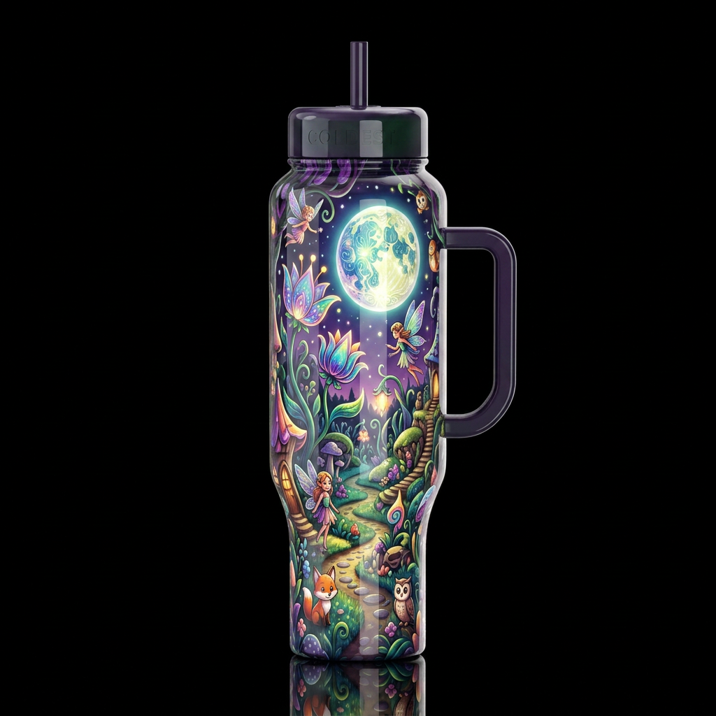 Mystic, glossy, trompe-l'œil, beautiferous, dreamy... water bottle design