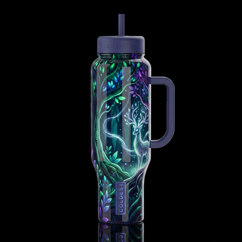 Mystique, glossy, trompe-l'œil, beautiferous, fant... water bottle design