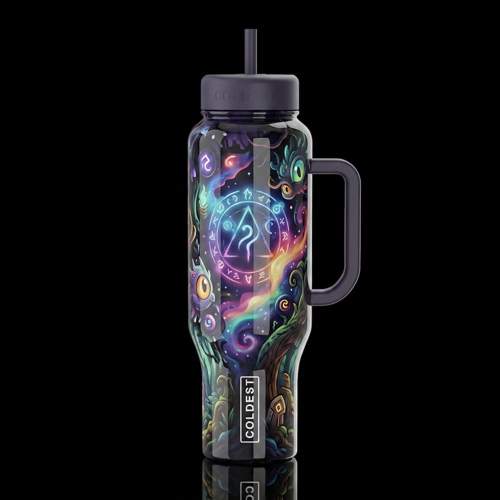 Mystique, glossy, trompe-l'œil, beautiferous, fant... water bottle design