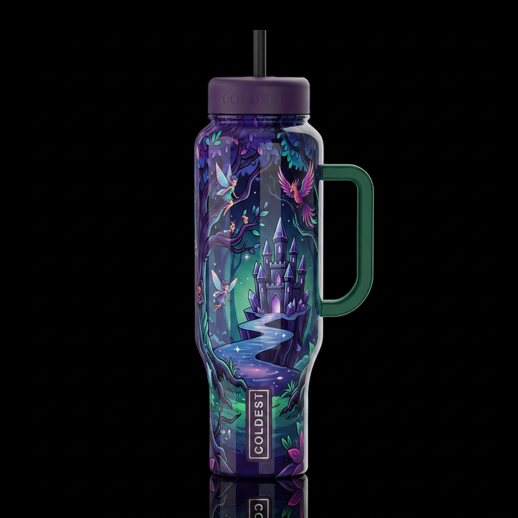 Mystique, glossy, trompe-l'œil, beautiferous, fant... water bottle design