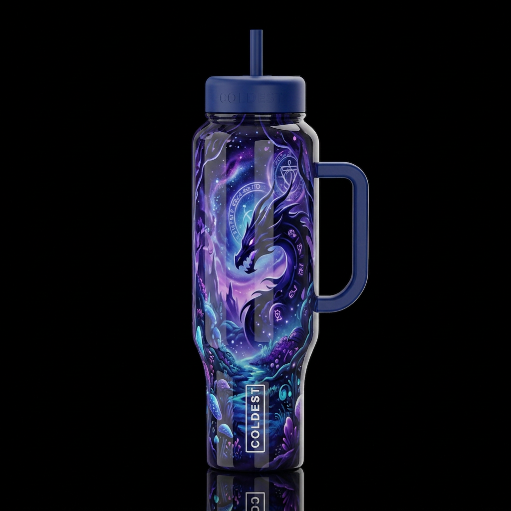 Mystique, glossy, trompe-l'œil, beautiferous, fant... water bottle design