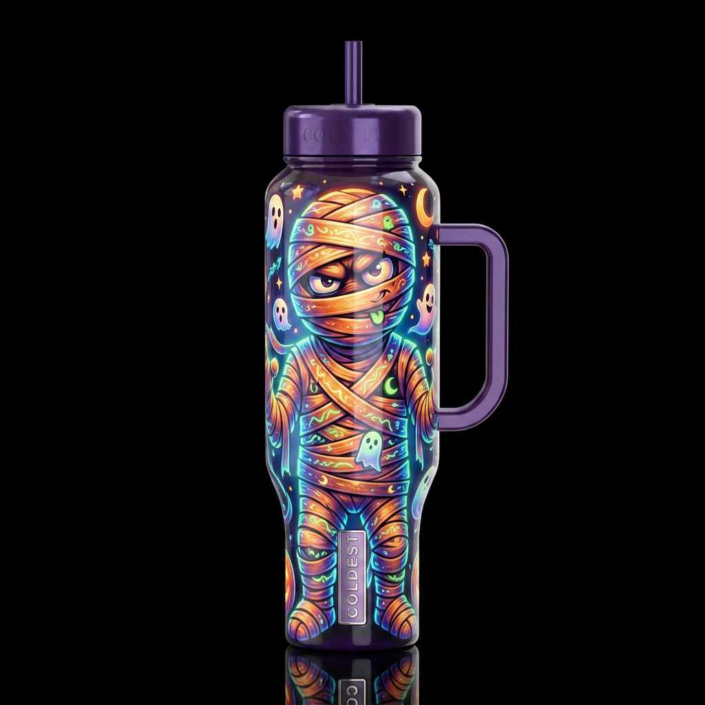 Sketched like scary mummies s, glossy, trompe-l'œi... water bottle design