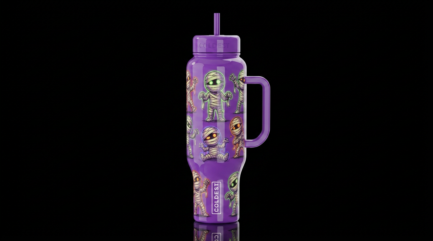 Sketched like scary mummies s, glossy, trompe-l'œi... water bottle design