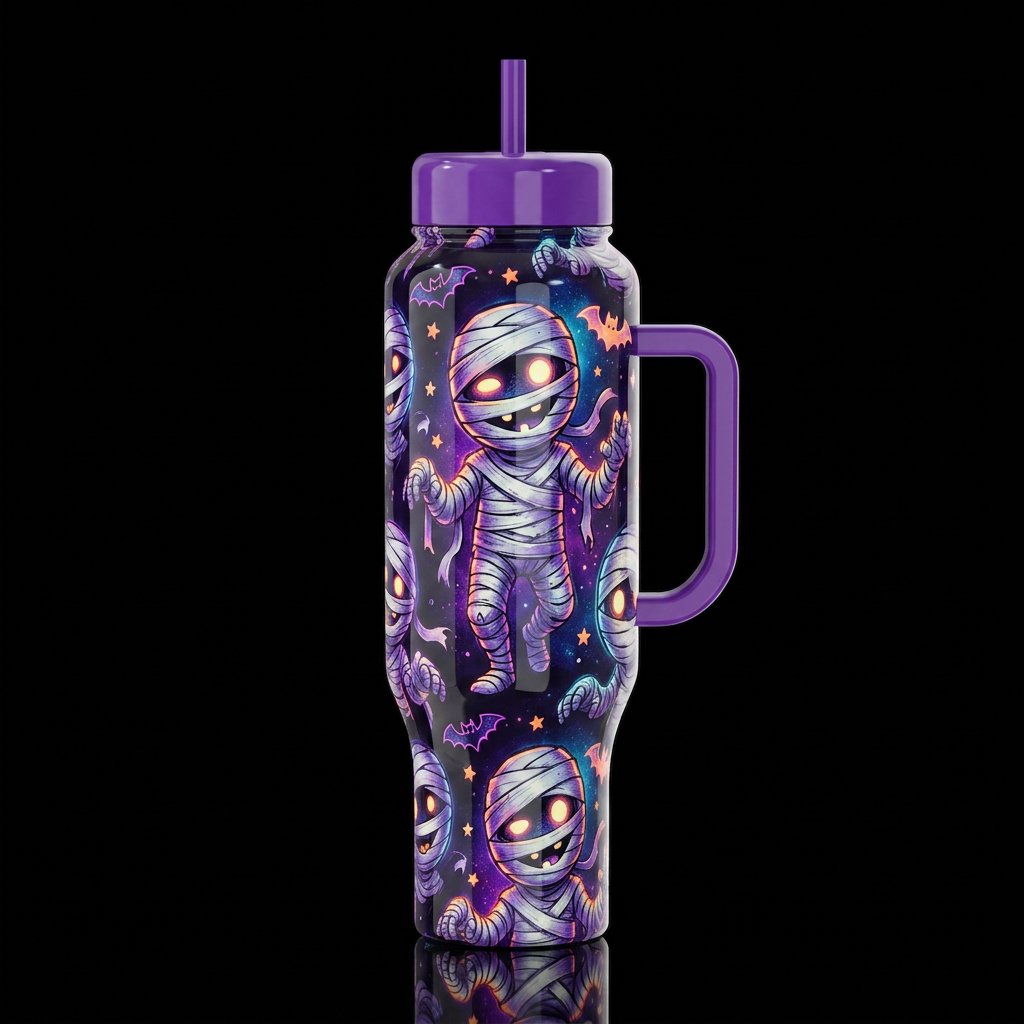 Sketched like scary mummies s, glossy, trompe-l'œi... water bottle design