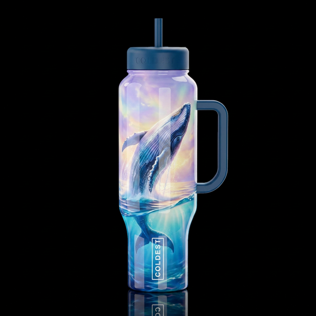 There she blows,glossy, trompe-l'œil, beautiferous... water bottle design