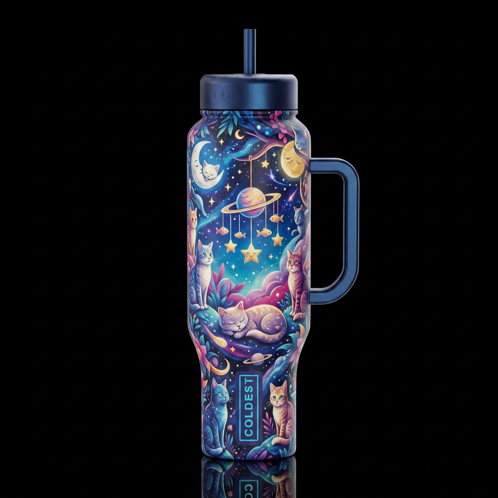 Here kitty kitty kitty, trompe-l'œil, beautiferous... water bottle design