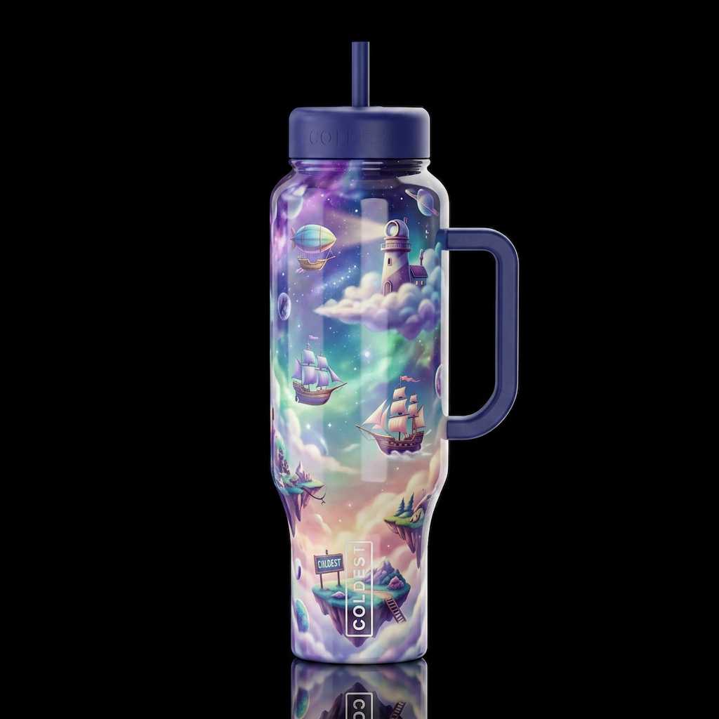 Dream voyage, trompe-l'œil, beautiferous,  dreamy water bottle design