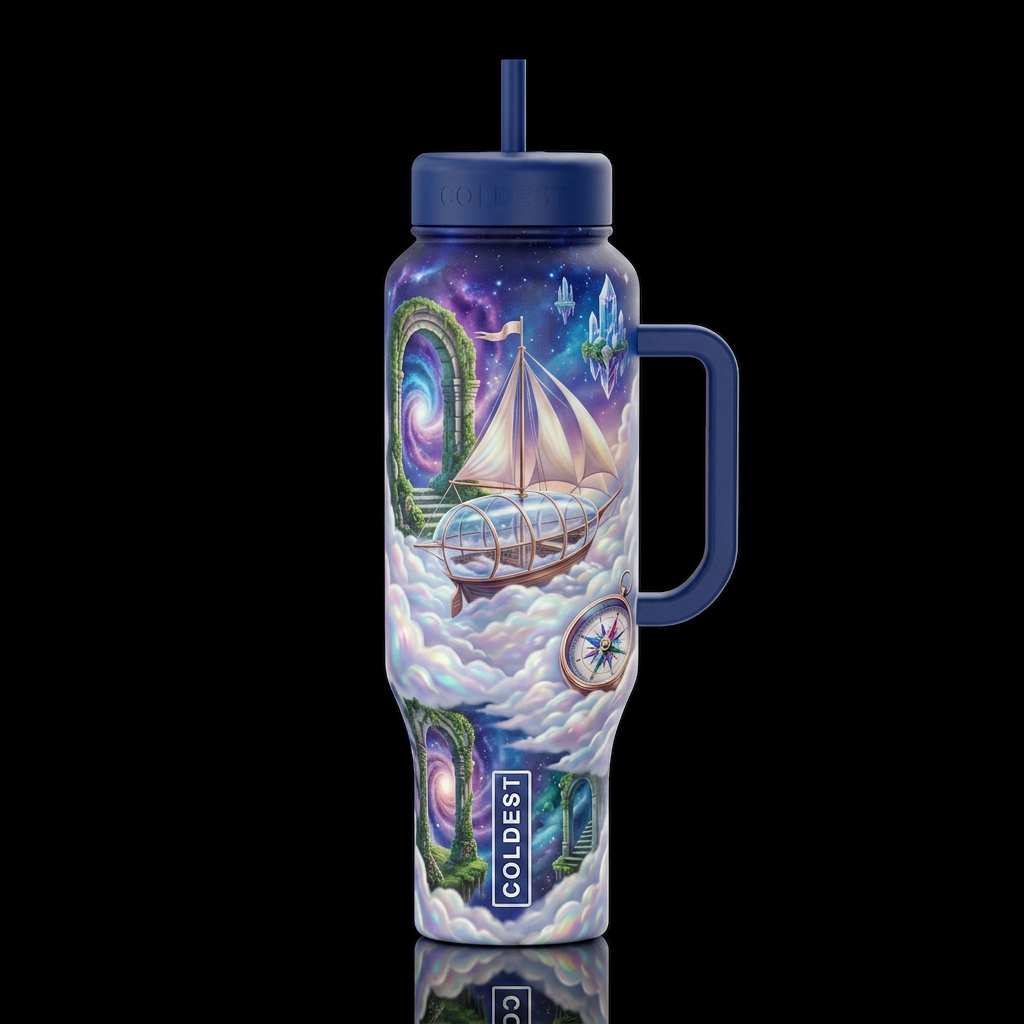 Dream voyage, trompe-l'œil, beautiferous,  dreamy water bottle design