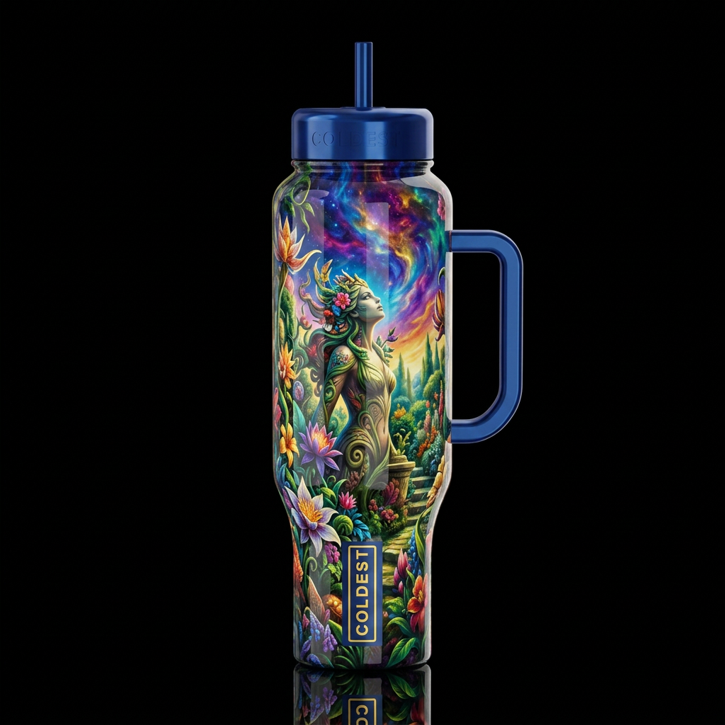 Ambitious, glossy, trompe-l'œil, beautiferous water bottle design