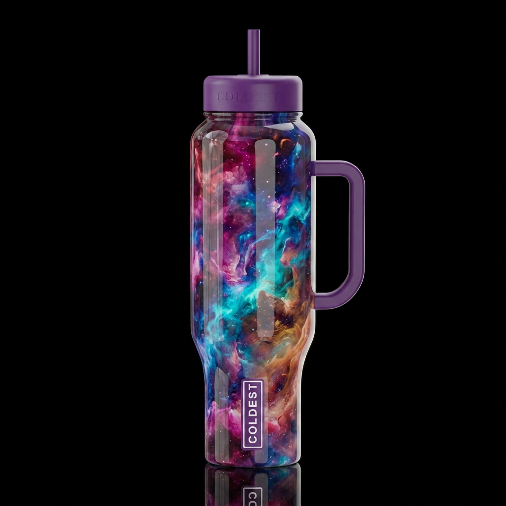 Ambitious, glossy, trompe-l'œil, beautiferous, dre... water bottle design