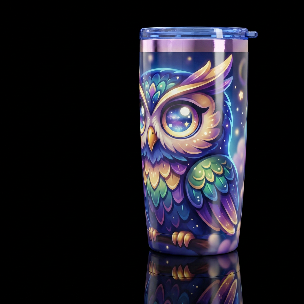 Cartoonish, glossy trompe-l'œil, beautiferous, whi... water bottle design
