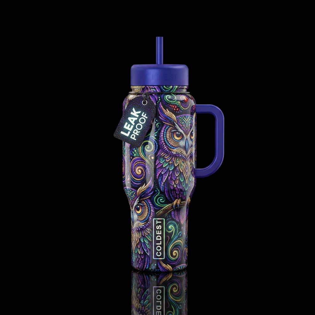 Pointilisim, glossy, trompe-l'œil, beautiferous, g... water bottle design