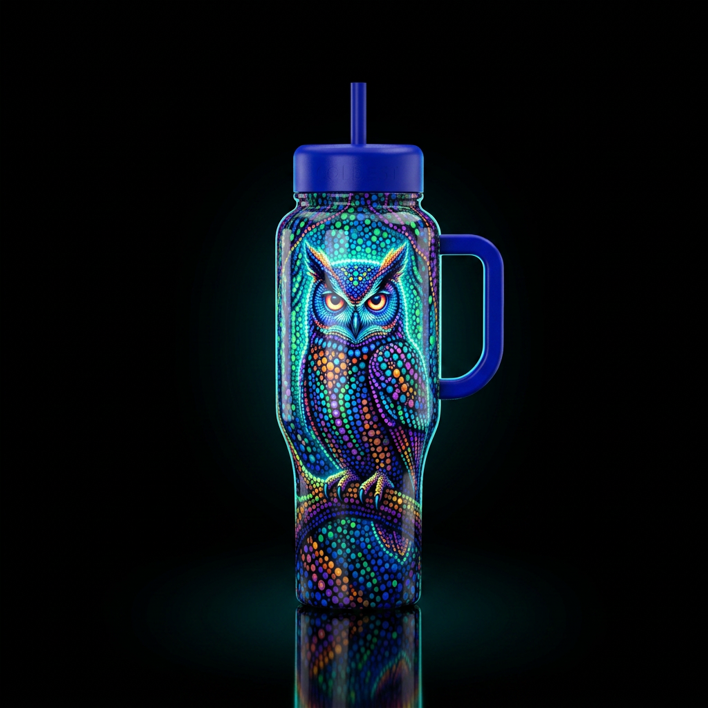 Pointilisim, glossy, trompe-l'œil, beautiferous, g... water bottle design
