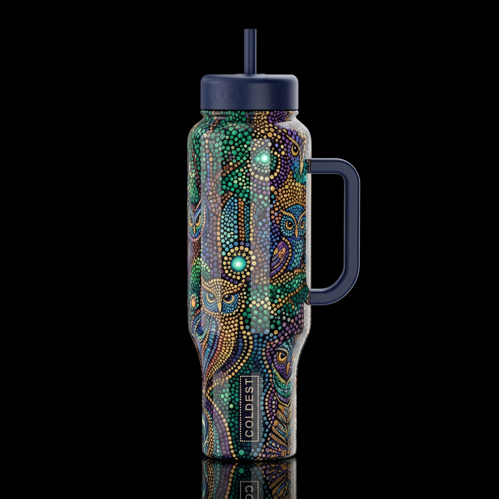 Pointilisim, glossy, trompe-l'œil, beautiferous, g... water bottle design