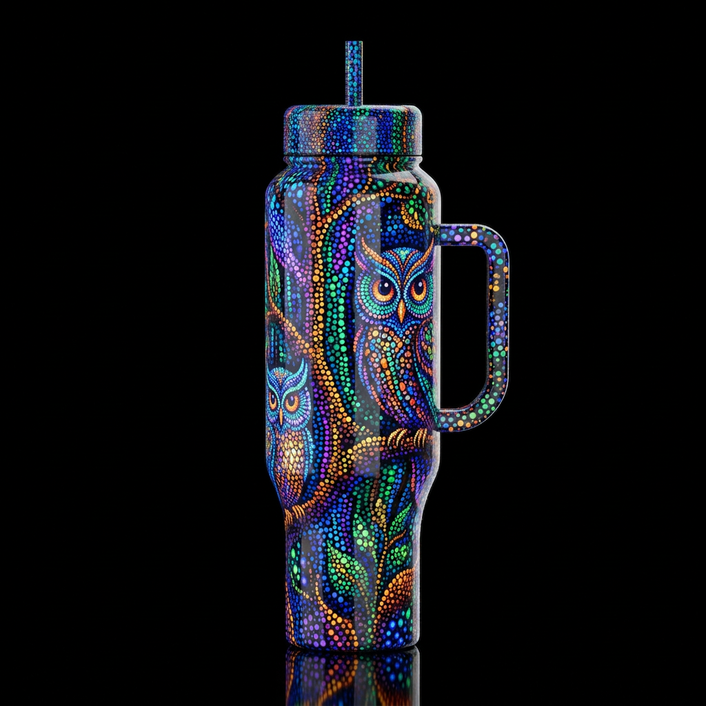 Pointilisim, glossy, trompe-l'œil, beautiferous, g... water bottle design