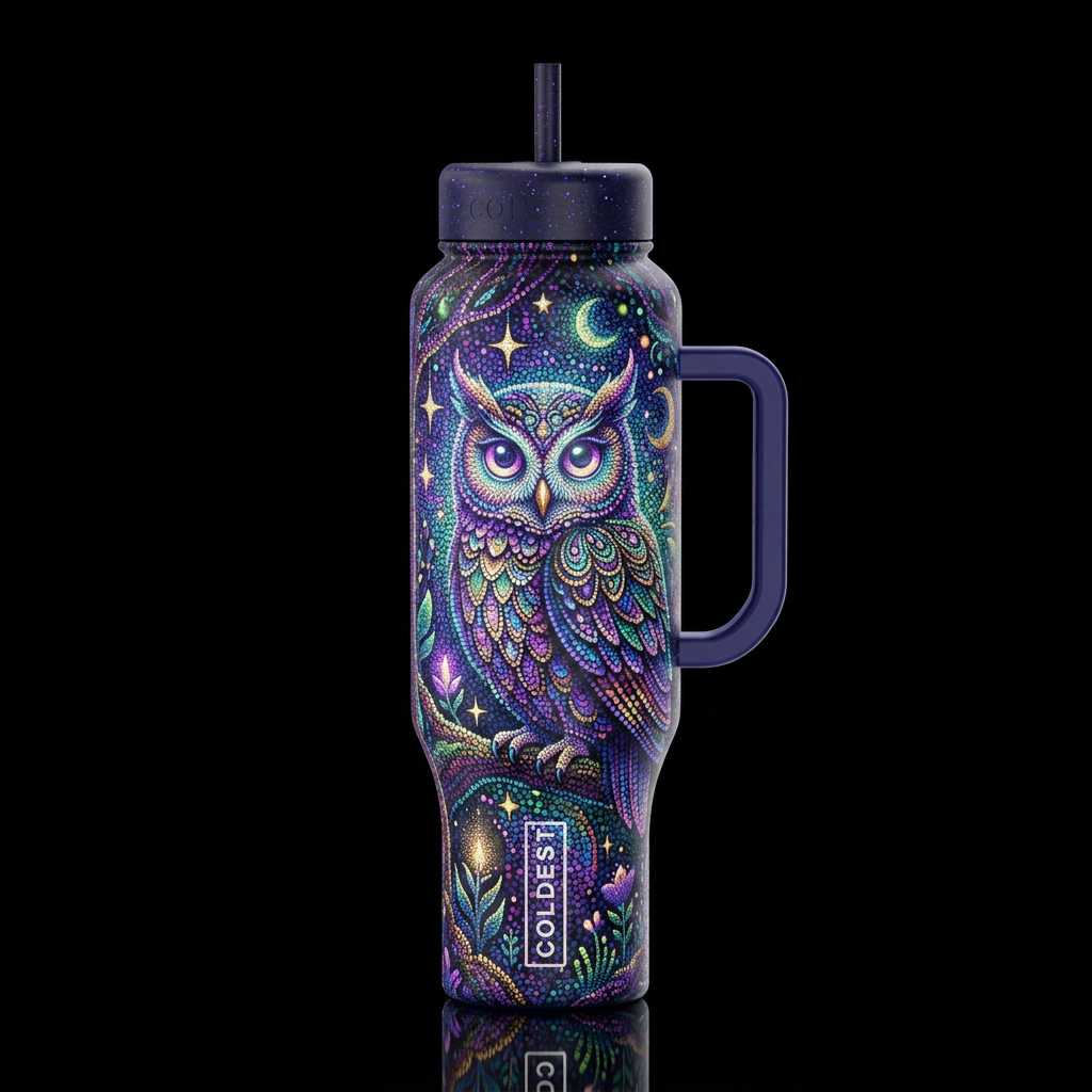 Pointilisim, glossy, trompe-l'œil, beautiferous, g... water bottle design
