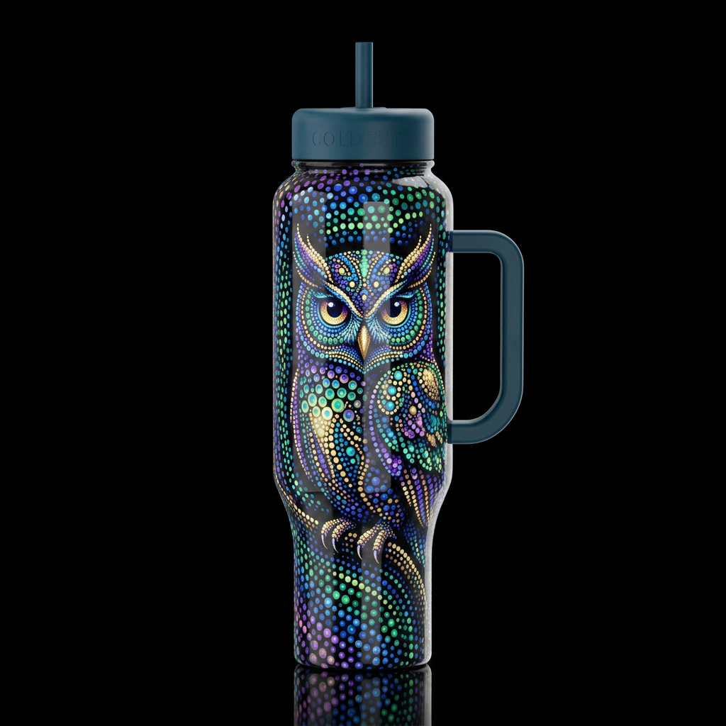 Pointilisim, glossy, trompe-l'œil, beautiferous, g... water bottle design