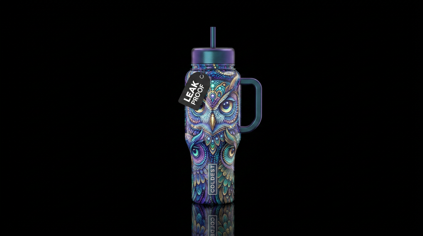 Pointilisim, glossy, trompe-l'œil, beautiferous, g... water bottle design