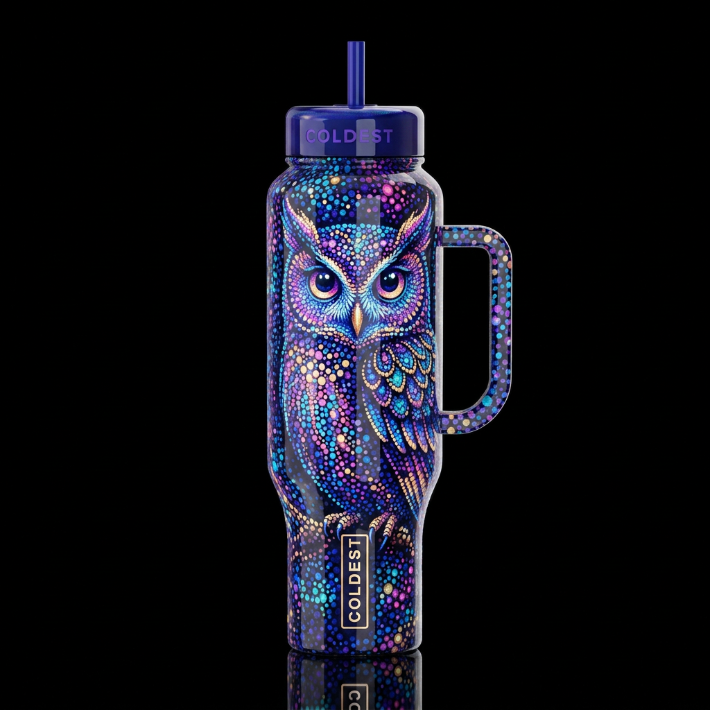 Pointilisim, glossy, trompe-l'œil, beautiferous, g... water bottle design
